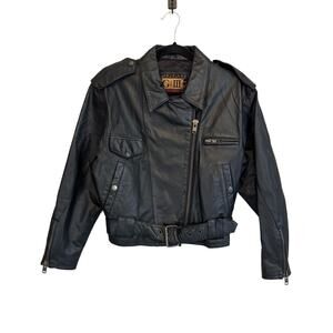 VTG GIII Moto Jacket Black Size S Leather Motorcycle Classic Biker Retro Punk